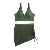 Solid Color Bikini Sexy Mesh Patchwork Drawstring Two Piece Women's Swimsuit