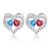 Sterling Silver Birthstone Heart Earrings