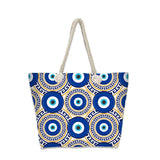 Evil Eye Beach Bag – Portable Travel Handheld Tote, Casual Shoulder Purse, Large Vacation Shopper