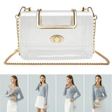Women's Transparent evening Clutch Bag – Stylish Clear Crossbody Shoulder purse with Removable Gold Chain Strap