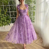 Spaghetti Strap Flower Fairy High-End Gown Banquet Party Elegant Evening Dress
