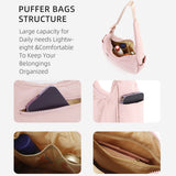 Nylon bag large capacity women's armpit bag, down bag versatile shoulder bag, solid color silk cotton handbag, puffer bag hobo