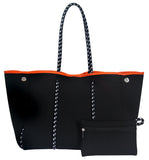 Camo Leopard Black Print Beach Tote – Women’s Neoprene Travel Bag, Diving Fabric Casual Handbag