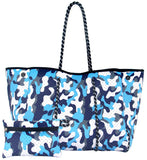 Camo Leopard Black Print Beach Tote – Women’s Neoprene Travel Bag, Diving Fabric Casual Handbag