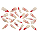 Christmas French tips autumn and winter white handmade wear nail cat eye manicure wear nail pure desire advanced sense fake nail patch
