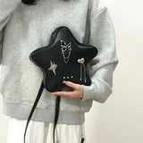 Mini black pentagram shaped shoulder purse, pendant shoulder backpack, fashionable versatile chain backpack for women