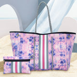 Camo Leopard Black Print Beach Tote – Women’s Neoprene Travel Bag, Diving Fabric Casual Handbag