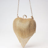 Fringed Rhinestone Bag, Birthday Party purse, Heart Shape Dinner Bag evening Clutch Purse Party, Prom Bag, Party Purse, Prom Bags Clutch, Wedding Purse Crossbody Chain