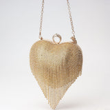 Fringed Rhinestone Bag, Birthday Party purse, Heart Shape Dinner Bag evening Clutch Purse Party, Prom Bag