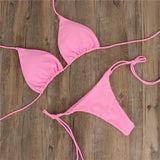 Neck strap-on bikini swimsuit sexy belt chest pad split swimsuit strap three-point swimsuit suit women