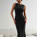 Sleeveless Tights Fashion Elegant Women's Slim Fit Women's Sleeveless Pleated Maxi Dress