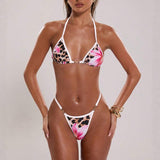 Sexy Leopard Print Positioning Print String Two Piece Swimsuit for Women