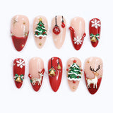 Christmas wear armor 3D three-dimensional elk Christmas tree almond high-quality nail art piece wear nail pure handmade