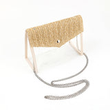 Ladies chain cosmetic storage bag, button makeup brush crossbody bag, transparent wash shoulder bag,