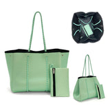 Camo Leopard Black Print Beach Tote – Women’s Neoprene Travel Bag, Diving Fabric Casual Handbag