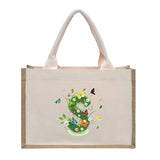 Cotton and linen canvas tote bag, printed letter tote bag, portable light handbag, gift shopping bag