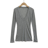 Deep V Neck Sheer T-Shirt black