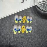 Original Handmade Pinch Blueberry 3D Carving Hand Pressed on Nails Wholesale