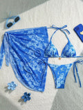 Sexy Bikini Three Piece Swimsuit with and Apron Split Body Design Suitable for Hot Spring Use