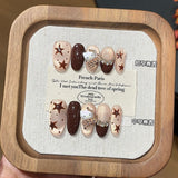 Hand-painted brown coffee star polka dots flash cat's eye handmade armor