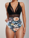 2026 Bikini solid color mesh halter sexy bikini one-piece swimsuit swimsuit