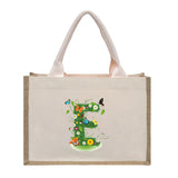 Cotton and linen canvas tote bag, printed letter tote bag, portable light handbag, gift shopping bag