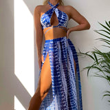 Sexy Printed Two Piece Swimsuit for Women with Split Bikini Three Piece Set
