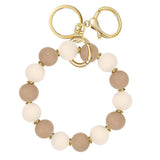PU Tassel Keychain Women's Bag charm Silicone Beaded Keychain Wristlet Key Ring Bracelet Cute Car Key Chain Holder for Women Girls