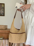 straw bag, commuter hobo bag, summer woven hobo bag for women, straw shoulder purse, beach crochet bag lightweight