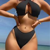 Solid Color Multi Color Sexy Quality Bikini Strappy Two Piece Set