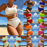 Women's High Waist Two Piece Swimsuit Multi Color Bikini Sexy Split Style