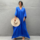 Solid Color Beach Maxi Robe ¨C Loose Bikini Cover-Up Dress, Vacation Swimsuit Long Kimono