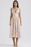 Summer Slim Suspender Long Dress Fashion Printed V-Neck Temperament Dress