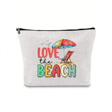 Linen printed cosmetic bag, cosmetic lipstick storage bag, small simple zipper evening clutch bag,