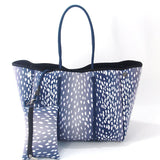 Camo Leopard Black Print Beach Tote – Women’s Neoprene Travel Bag, Diving Fabric Casual Handbag
