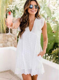 Lace jacquard hollowed V-neck dress