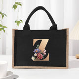 Cotton and linen canvas tote bag, printed letter tote bag, portable light handbag, gift shopping bag