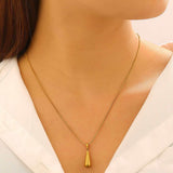 Fashion Luxury Minimalist Stainless Steel Water Drop Pendant Necklace Women Dainty Clavicle Chain