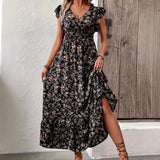 Printed French dress floral dress