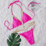 Sexy bikini crystal diamond body chain decorative swimsuit straps split beach swimsuit