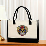 Canvas tote bag, large capacity printed tote bag women's, fashionable waterproof portable shopping bag