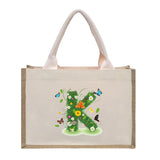 Cotton and linen canvas tote bag, printed letter tote bag, portable light handbag, gift shopping bag