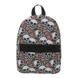 Skull rose pattern print backpack, waterproof nylon backpack purse lightweight
