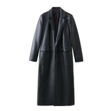 Women Loose-Fit Faux Leather Coat