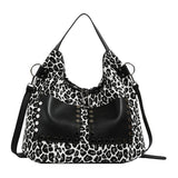 Ladies leopard print large capacity tote bag, vintage hobo bag casual, shoulder bag with crossbody strap, bag shoulder bag women