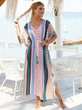 Printed Beach Cover-Up Maxi Dress ¨C Vacation Bikini Kimono, Sun Protection Long Dress