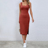 Sexy Spice Girl Pit Strip Design Sense Side Split Split Slim Skinny Dress