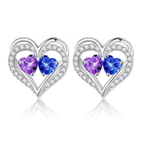 Sterling Silver Birthstone Heart Earrings