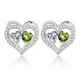 Sterling Silver Birthstone Heart Earrings new