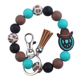 Silicone Beaded Keychain Wristlet Key Ring Bracelet Cute Car Key Chain Holder for Women Girls
